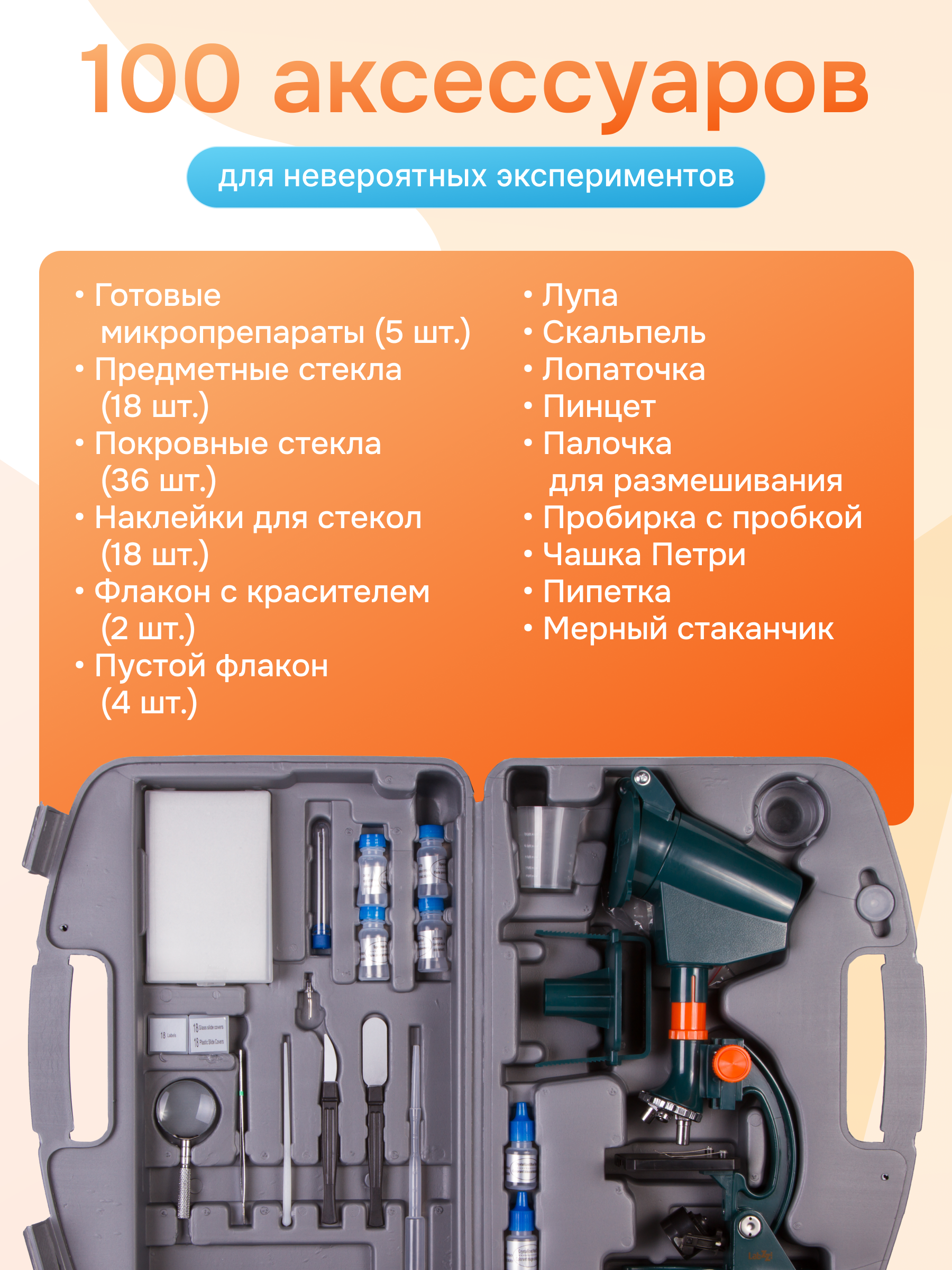 Микроскоп Levenhuk LabZZ M3 с адаптером для фотоаппарата картинка