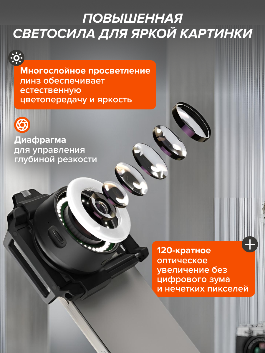 Микроскоп для телефона с подсветкой Levenhuk Kelvin TMC20 изображение