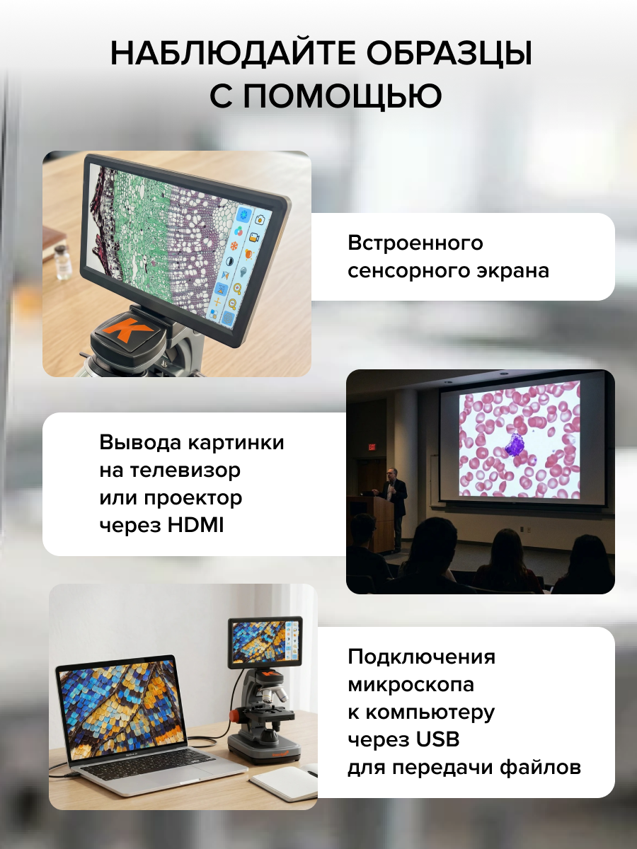 Фотомикроскоп Levenhuk Kelvin Touch KM5 картинка
