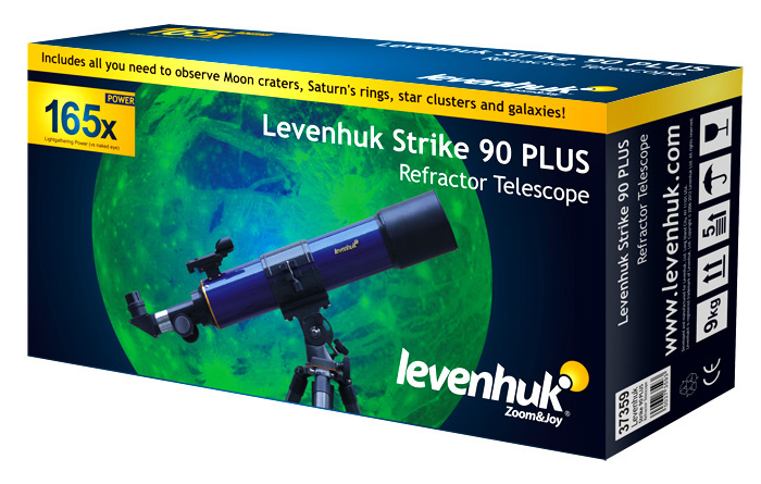 Яркая красочная упаковка Levenhuk Strike 90 PLUS