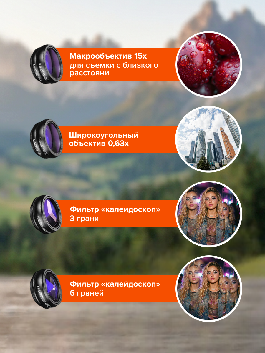 Набор объективов для смартфона Levenhuk Kelvin SLS10 фотография