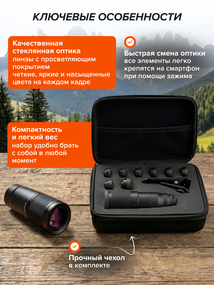 Набор объективов для смартфона Levenhuk Kelvin SLS10 картинка