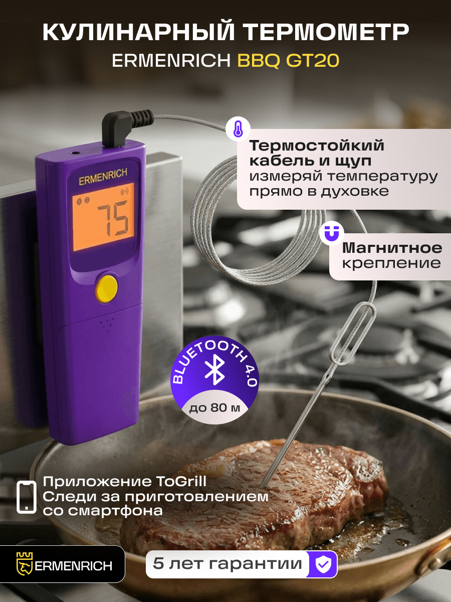 Термометр для мяса Ermenrich BBQ GT20 фото