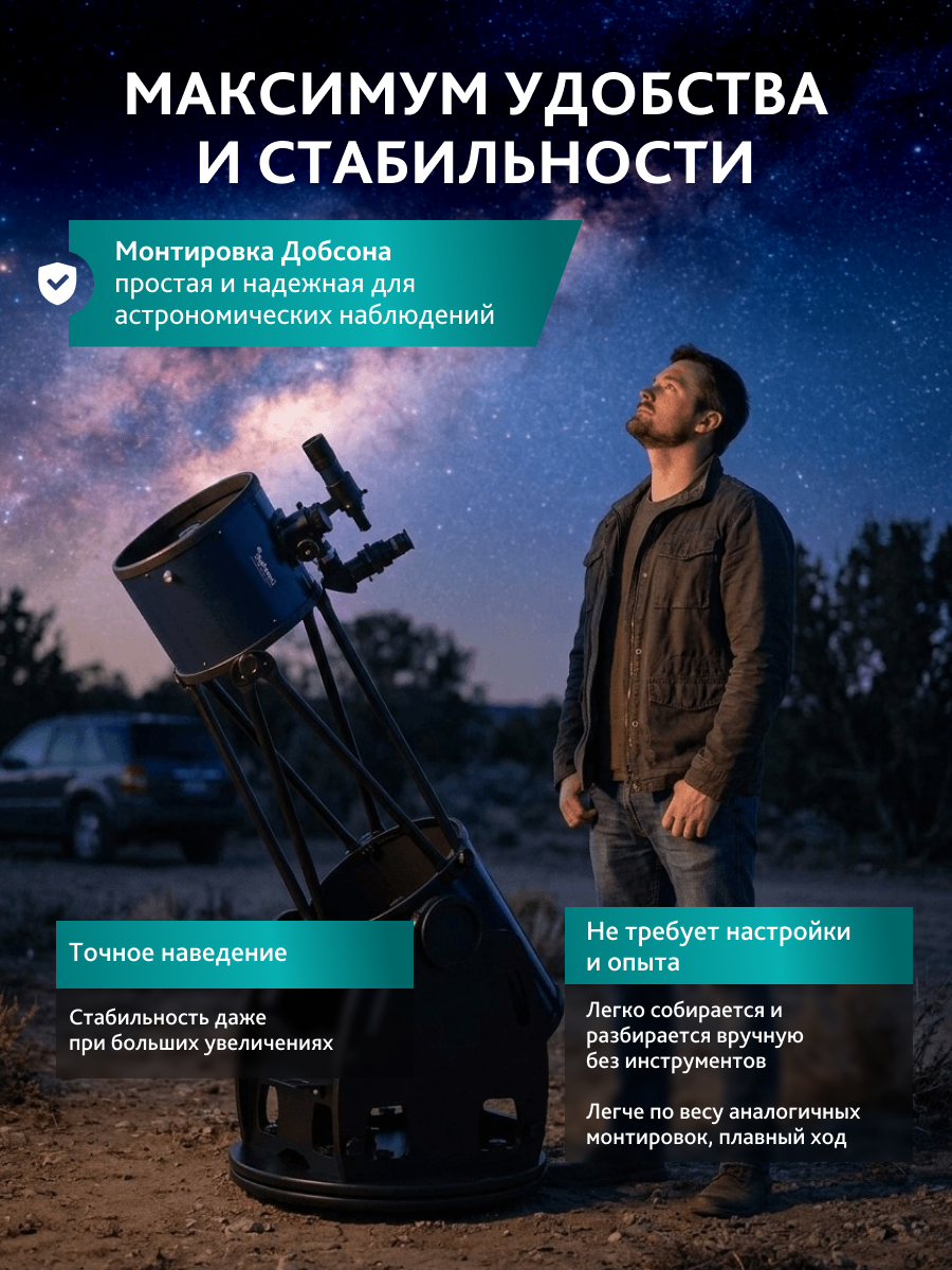 Телескоп Добсона Levenhuk New Skyline PRO 10" (250/1270) Retractable фото