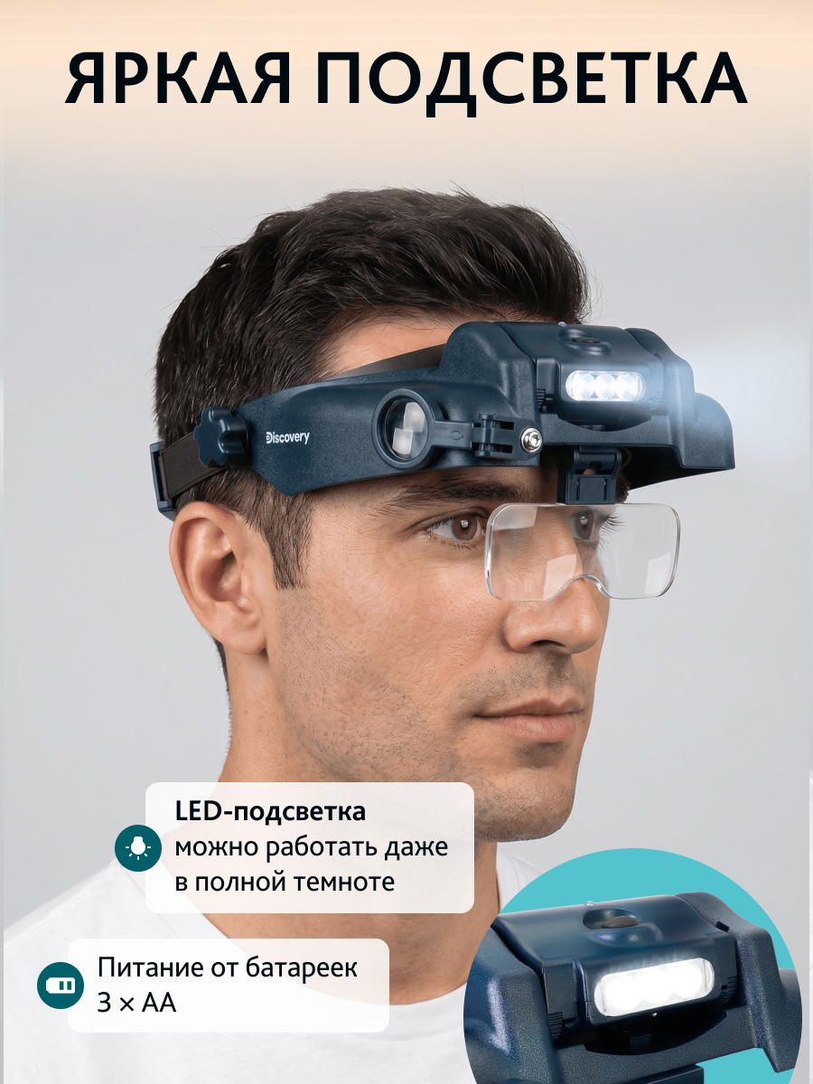Лупа налобная Levenhuk Discovery Crafts DHD 40 фото