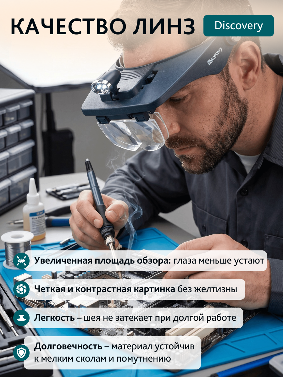 Лупа налобная Levenhuk Discovery Crafts DHD 30 фотография