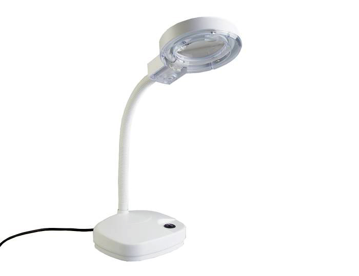 Лупа-лампа настольная Veber 3D/8D, 1,75х/3x, 86/21 мм, с подсветкой, белая (8611) 67043 - фото 1