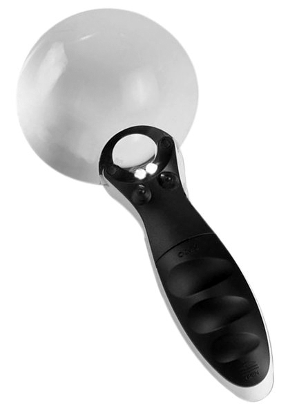 

Лупа Kromatech ручная круглая 8/20D, 90 мм, с подсветкой (2 LED), черно-белая G288-090