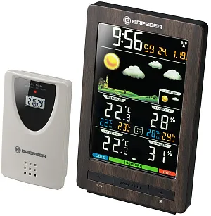 Метеостанция Bresser ClimaTemp WS с цветным дисплеем, в корпусе под дерево, изображение 1