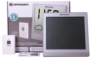 Метеостанция (настенные часы) Bresser TemeoTrend JC LCD с радиоуправлением, серебристая, изображение 2